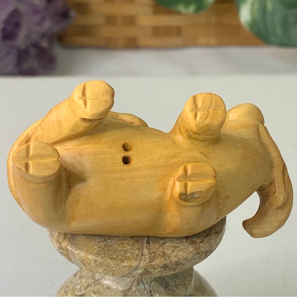 Ox Water Buffalo Netsuke Figurine Hand Carved Boxwood Wooden Animal Carving 2.8" - Picture 12 of 14